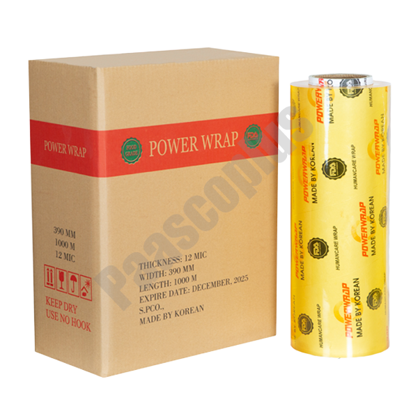 سلفون power wrap عرض 39 سانت ضخامت 12 میکرون طول 1000 متر